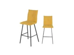 Duo De Chaises De Bar Métal/Tissu Jaune - FRESNO