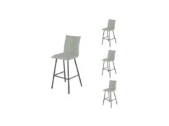 Quatuor De Chaises De Bar Métal/Tissu Vert - FRESNO