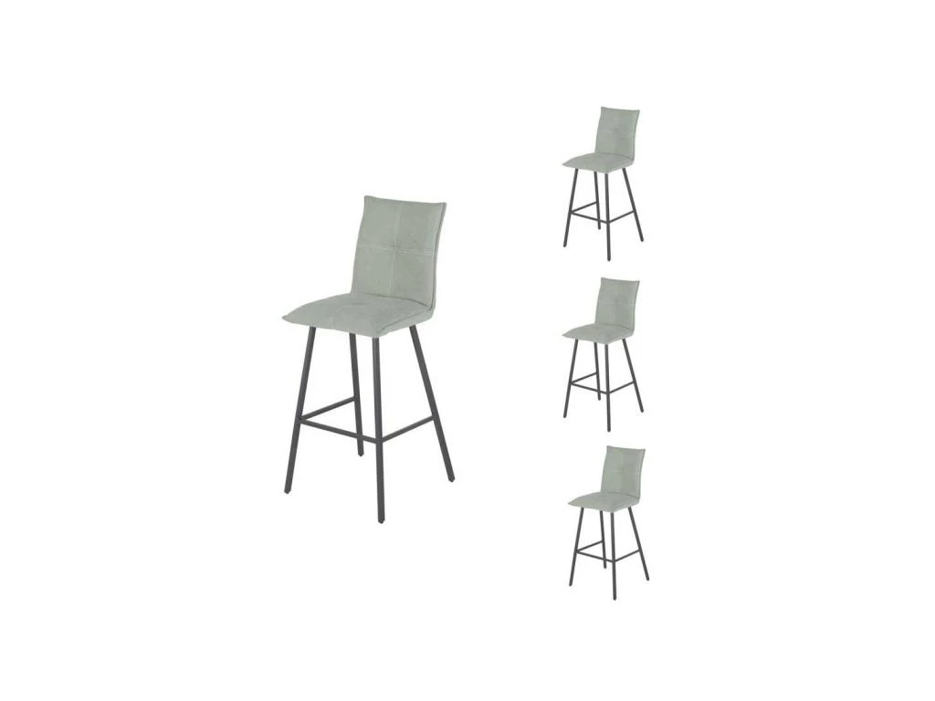 Quatuor De Chaises De Bar Métal/Tissu Vert - FRESNO 3 Quatuor De Chaises De Bar Métal/Tissu Vert - FRESNO