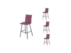 Quatuor De Chaises De Bar Métal/Tissu Rose - FRESNO