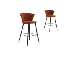 Duo De Chaises De Bar Arrondies Velours Terracotta - BOLUP