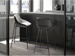 Tabouret En Tissu Et Croûte De Cuir écologique Avec Pieds En Acier 4100 ANGEL CERDA -Electroménager Soldes tabouret haut 18429173