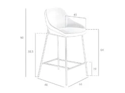 Tabouret En Tissu Et Croûte De Cuir écologique Avec Pieds En Acier 4100 ANGEL CERDA -Electroménager Soldes tabouret haut 18429175