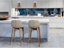 Tabouret En Croûte De Cuir Et Bois Noyer 4044 ANGEL CERDA -Electroménager Soldes tabouret haut 18429223