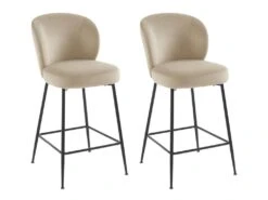 Lot De 2 Tabourets De Bar En Velours Et Métal Noir - Beige - POLPONA De Pascal MORABITO