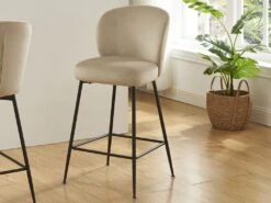 Lot De 2 Tabourets De Bar En Velours Et Métal Noir - Beige - POLPONA De Pascal MORABITO -Electroménager Soldes tabouret haut 18818569