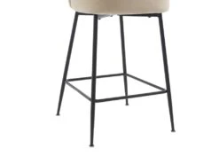 Lot De 2 Tabourets De Bar En Velours Et Métal Noir - Beige - POLPONA De Pascal MORABITO -Electroménager Soldes tabouret haut 18818573