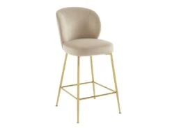 Lot De 2 Tabourets De Bar En Velours Et Métal Doré - Beige - POLPONA De Pascal MORABITO -Electroménager Soldes tabouret haut 18819325