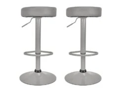 SMIDO - Lot De 2 Tabourets Réglables Simili Gris