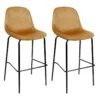 KONAE - Lot De 2 Tabourets De Bar En Velours Côtelé Ocre