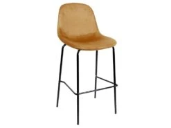 KONAE - Lot De 2 Tabourets De Bar En Velours Côtelé Ocre -Electroménager Soldes tabouret haut 19125365