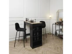 KONAE - Lot De 6 Tabourets De Bar En Velours Côtelé Noir -Electroménager Soldes tabouret haut 19125393