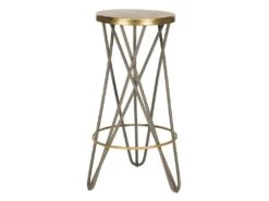 Tabouret De Bar & De Comptoir Fer Verre En Doré, 46 X 46 X 76.2 Cm