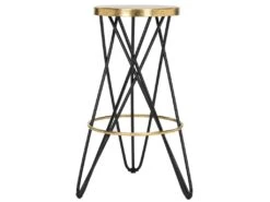 Tabouret De Bar & De Comptoir Fer Verre En Noir;doré, 46 X 46 X 76