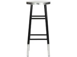 Tabouret De Bar & De Comptoir Fer Verre En Noir, 34 X 34 X 76.2 Cm