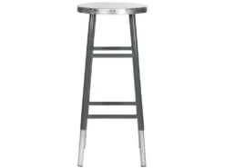 Tabouret De Bar & De Comptoir Fer Verre En Argent, 34 X 34 X 76.2 Cm
