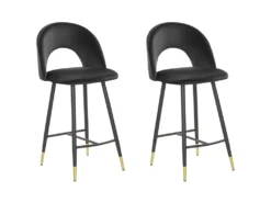 Lot De 2 Chaises De Bar En Velours Noir FALTON