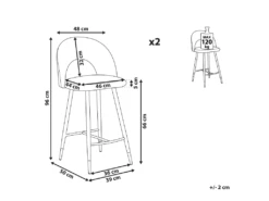 Lot De 2 Chaises De Bar En Velours Noir FALTON -Electroménager Soldes tabouret haut 19841907