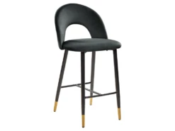 Lot De 2 Chaises De Bar En Velours Noir FALTON -Electroménager Soldes tabouret haut 19841911