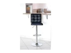 CRUNCH Lot De 2 Tabourets De Bar - Simili Noir - Structure En Métal Chromé - Contemporain - L 41,5 X P 48 Cm -Electroménager Soldes tabouret haut 19914753