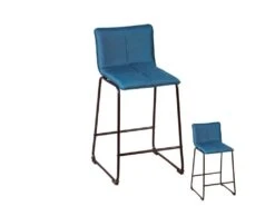 Duo De Tabourets De Bar Turquoise Tissu/Métal - GANR - L 41 X L 45 X H 93 Cm