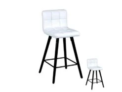 Duo De Tabourets De Bar Blanc - NUF - L 39 X L 43 X H 91 Cm