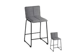 Duo De Tabourets De Bar Gris Tissu/Métal - GANR - L 41 X L 45 X H 93 Cm
