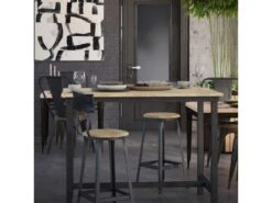 Chaise De Bar Métal/Bois - KAJ - L 34,5 X L 39 X H 104 Cm