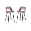 Duo De Tabourets De Bar Métal/Tissu Rose - YIZI