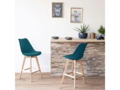 Lot De 2 Tabourets Scandinaves SVEN Bleus Avec Coussin - HAPPY GARDEN