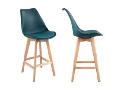 Lot De 2 Tabourets Scandinaves SVEN Bleus Avec Coussin - HAPPY GARDEN -Electroménager Soldes tabouret haut 21834971