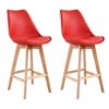 Lot De 2 Tabourets Scandinaves SVEN Rouge Avec Coussin - HAPPY GARDEN