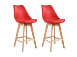 Lot De 2 Tabourets Scandinaves SVEN Rouge Avec Coussin - HAPPY GARDEN