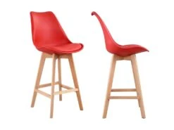 Lot De 2 Tabourets Scandinaves SVEN Rouge Avec Coussin - HAPPY GARDEN -Electroménager Soldes tabouret haut 21834981
