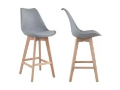 Lot De 2 Tabourets Scandinaves SVEN Gris Avec Coussin - HAPPY GARDEN -Electroménager Soldes tabouret haut 21834991