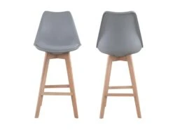 Lot De 2 Tabourets Scandinaves SVEN Gris Avec Coussin - HAPPY GARDEN -Electroménager Soldes tabouret haut 21834993
