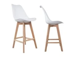 Lot De 2 Tabourets Scandinaves SVEN Blanc Avec Coussin - HAPPY GARDEN -Electroménager Soldes tabouret haut 21835001