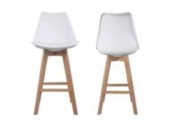 Lot De 2 Tabourets Scandinaves SVEN Blanc Avec Coussin - HAPPY GARDEN -Electroménager Soldes tabouret haut 21835003