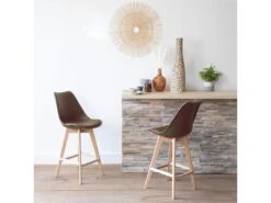 Lot De 2 Tabourets Scandinaves SVEN Marron Avec Coussin - HAPPY GARDEN