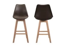 Lot De 2 Tabourets Scandinaves SVEN Marron Avec Coussin - HAPPY GARDEN -Electroménager Soldes tabouret haut 21838865