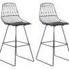 Lot 2 Tabourets De Bar Filaires En Métal Noir Et Coussin Simili - KIRK -Electroménager Soldes tabouret haut 21839619