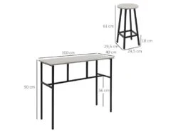 Ensemble Bar 2 Tables Et Tabourets COOKSTOWN Gris Et Noir -Electroménager Soldes tabouret haut 21987139