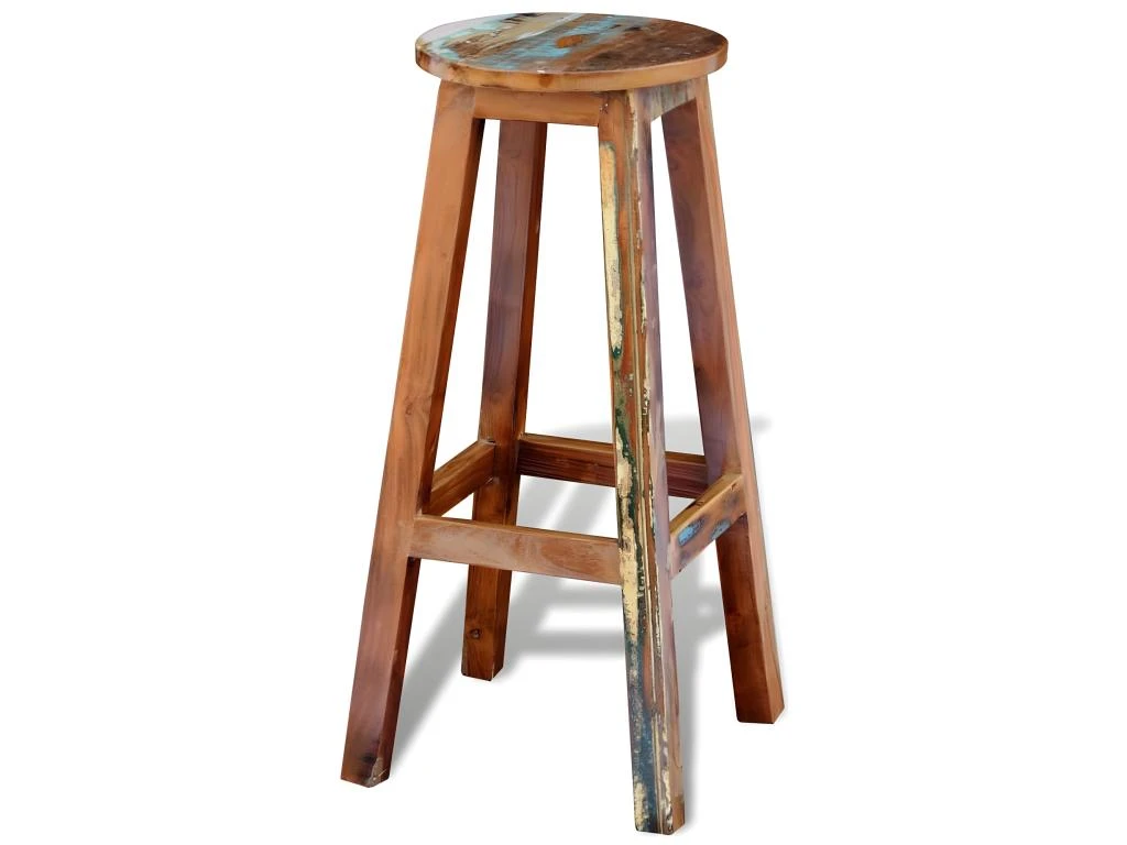 Tabouret De Bar Bois De Récupération Massif 4 Tabouret De Bar Bois De Récupération Massif – Image 2