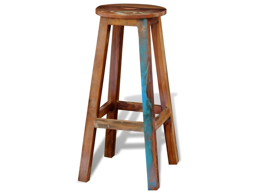 Tabouret De Bar Bois De Récupération Massif 7 Tabouret De Bar Bois De Récupération Massif – Image 5
