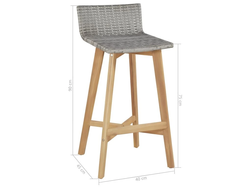 Tabourets De Bar Lot De 2 Bois D'acacia Solide 7 Tabourets De Bar Lot De 2 Bois D'acacia Solide – Image 5