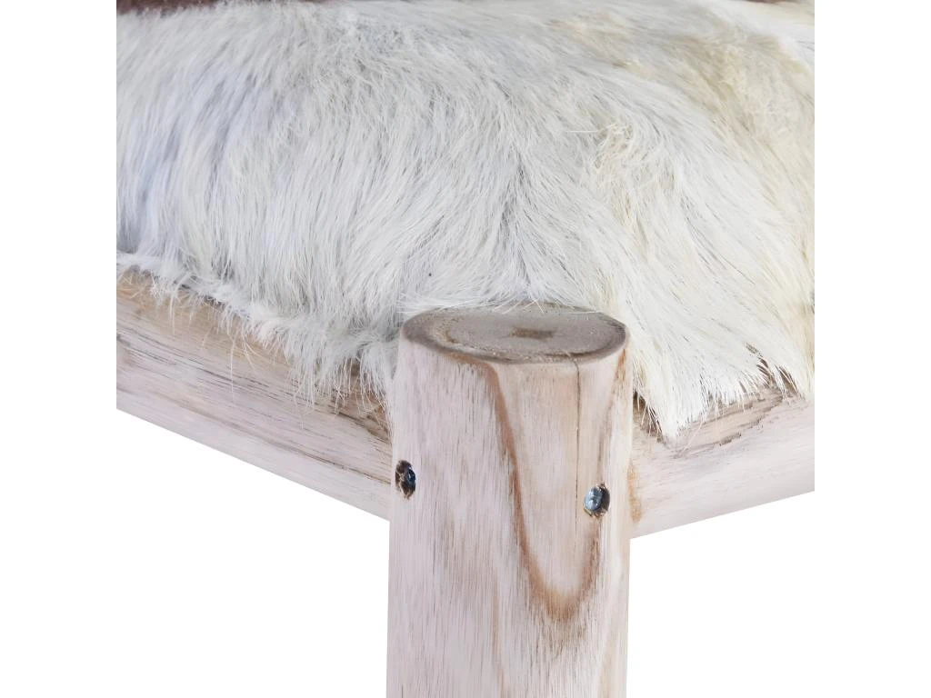 Tabouret De Bar Cuir De Chèvre Véritable Et Bois De Teck Massif 5 Tabouret De Bar Cuir De Chèvre Véritable Et Bois De Teck Massif – Image 3