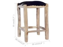 Tabouret De Bar Cuir De Chèvre Véritable Et Bois De Teck Massif 13 Tabouret De Bar Cuir De Chèvre Véritable Et Bois De Teck Massif -Electroménager Soldes tabouret haut 21989971