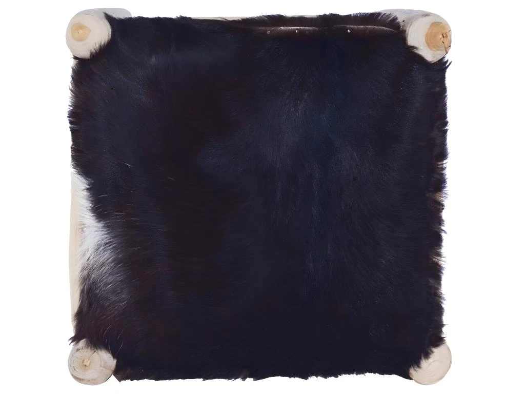 Tabouret De Bar Cuir De Chèvre Véritable Et Bois De Teck Massif 7 Tabouret De Bar Cuir De Chèvre Véritable Et Bois De Teck Massif – Image 5