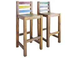 Tabourets De Bar Lot De 2 Bois Massif De Récupération
