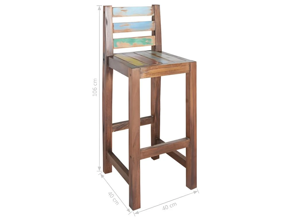 Tabourets De Bar Lot De 2 Bois Massif De Récupération 8 Tabourets De Bar Lot De 2 Bois Massif De Récupération – Image 6